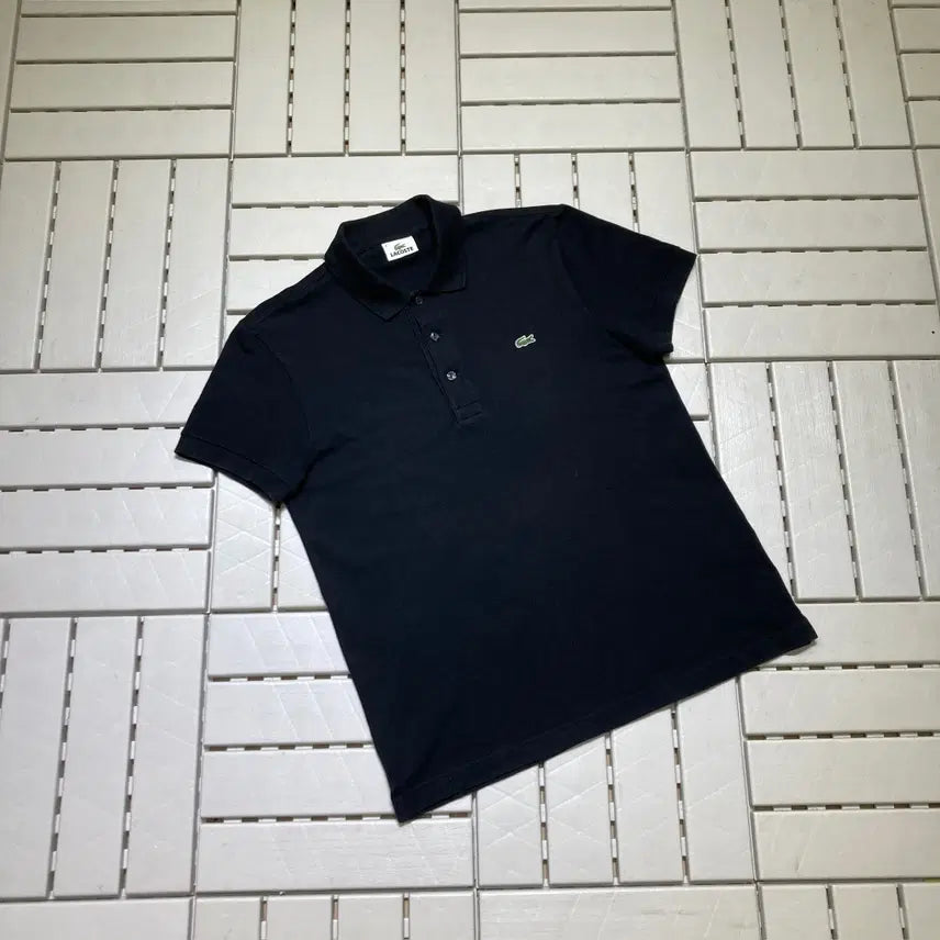 [BUNJANG] Lacoste Collar Short Sleeve T-shirt Size 4 Black / [L]라코스테 카라 반팔티 4호 블랙 0704