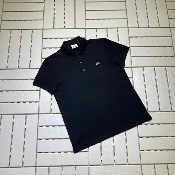 [BUNJANG] Lacoste Collar Short Sleeve T-shirt Size 4 Black / [L]라코스테 카라 반팔티 4호 블랙 0704