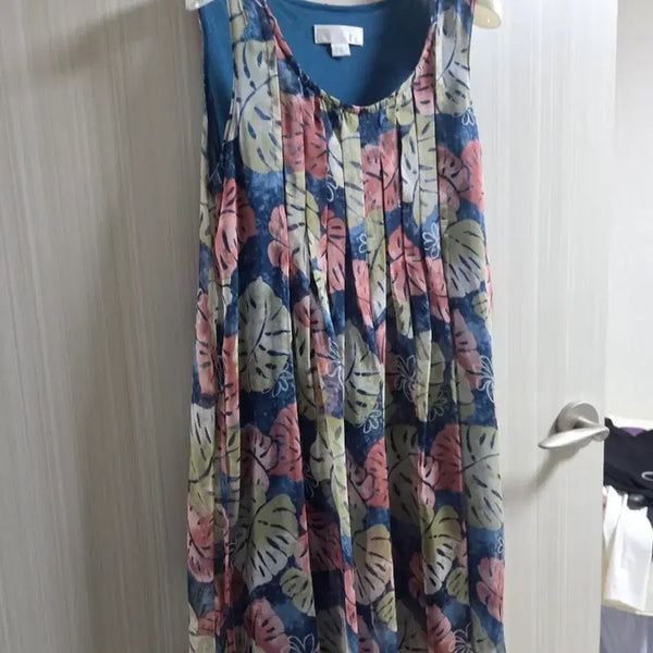 [BUNJANG] SI Sleeveless Long Dress Leaf Pattern Vintage Y2K / SI 나시 민소매 롱 원피스 휴양지룩 여름 리프 패턴 빈티지 y2k
