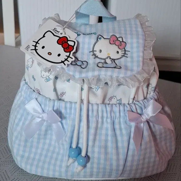 [BUNJANG] Sanrio Hello Kitty Check Frill Backpack / 산리오 헬로키티 체크 프릴 백팩