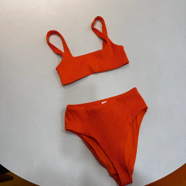 [BUNJANG] COS Orange Ribbed Bikini Set / COS 오렌지 골지 비키니