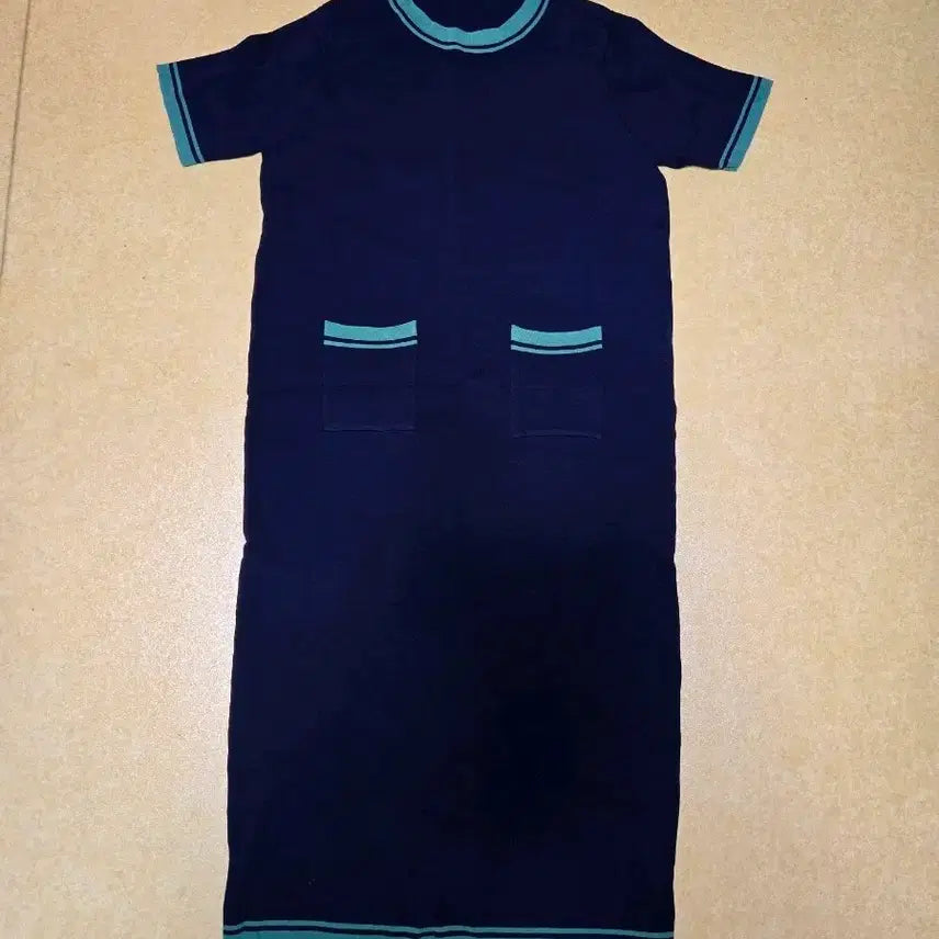 [BUNJANG] Navy Contrast Knit Dress / 네이비 배색 니트 원피스