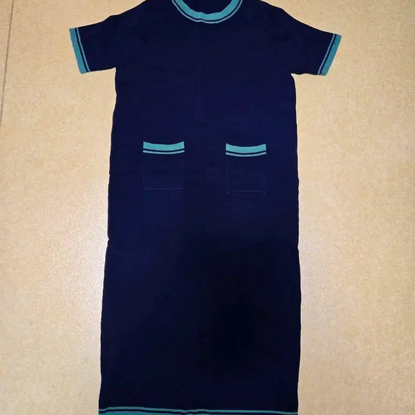 [BUNJANG] Navy Contrast Knit Dress / 네이비 배색 니트 원피스
