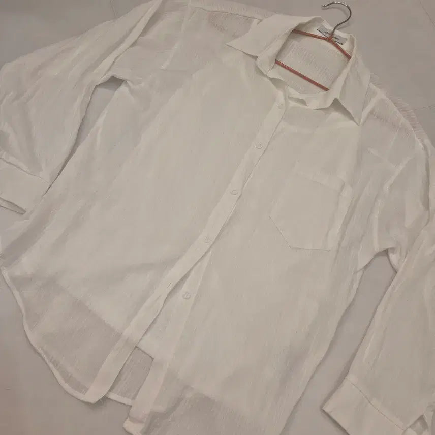 [BUNJANG] Code:Kodez Combine Sheer Summer Shirt Blouse White / 코데즈컴바인 시스루 시어 썸머 셔츠 블라우스 화이트