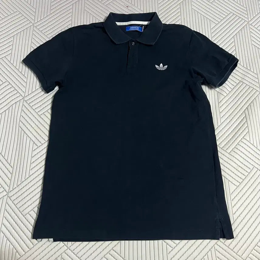 [BUNJANG] Adidas Trefoil Striped Short Sleeve Polo Shirt Navy Vintage / 아디다스 트레포일 반팔카라티 네이비 100 빈티지 불꽃 구제 아메카지