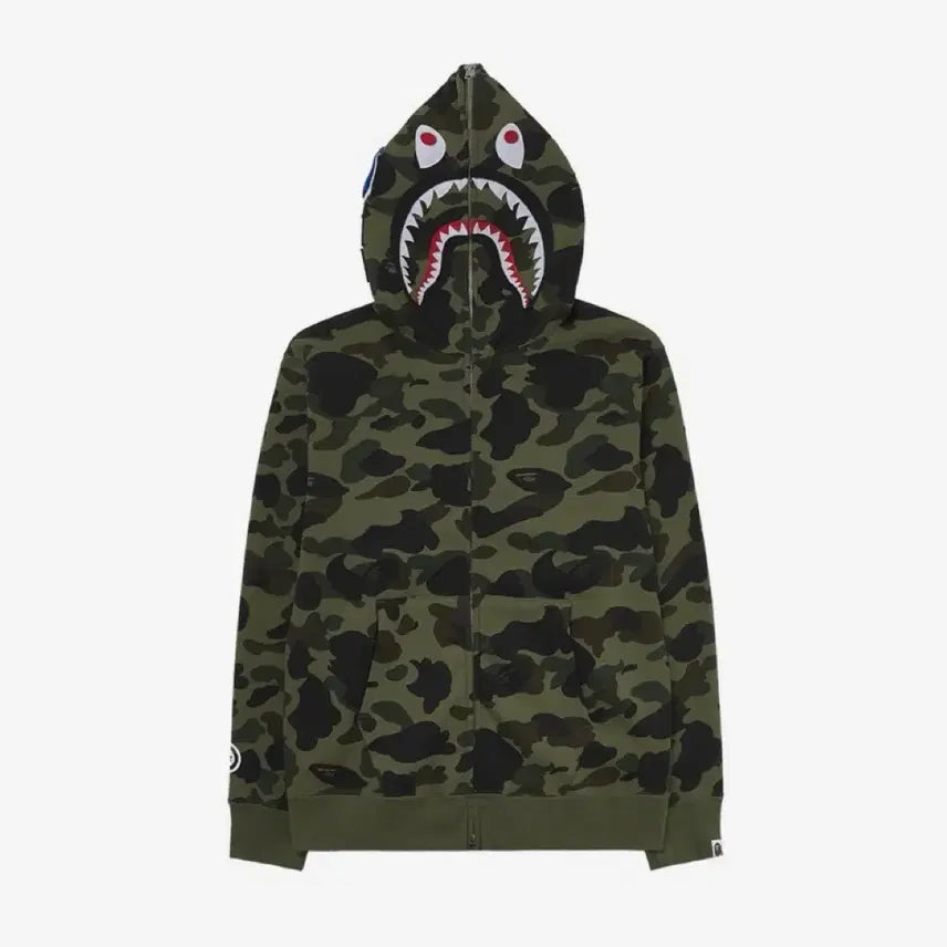 [BUNJANG] BAPE 1st Camo Shark Full Zip Hoodie Green / 베이프 퍼스트 카모 샤크 풀 집 후드 그린