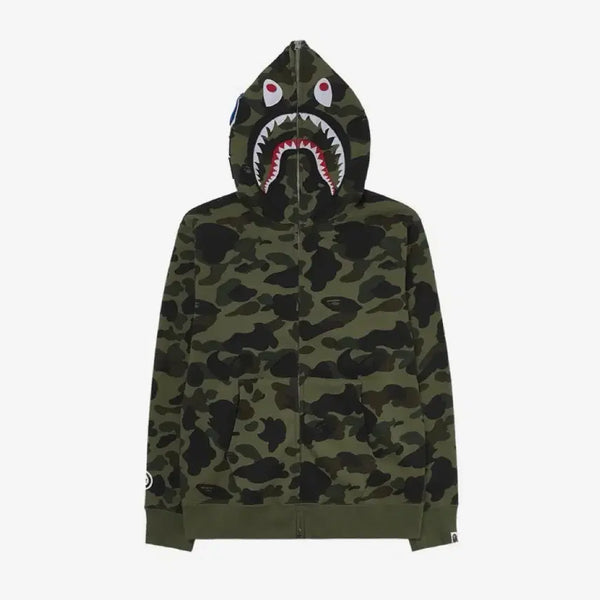 [BUNJANG] BAPE 1st Camo Shark Full Zip Hoodie Green / 베이프 퍼스트 카모 샤크 풀 집 후드 그린
