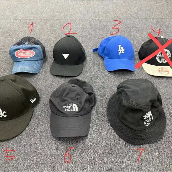 [BUNJANG] Bundle Set of 7 Hats / 왼쪽 상단부터 오른쪽 하단까지 모자