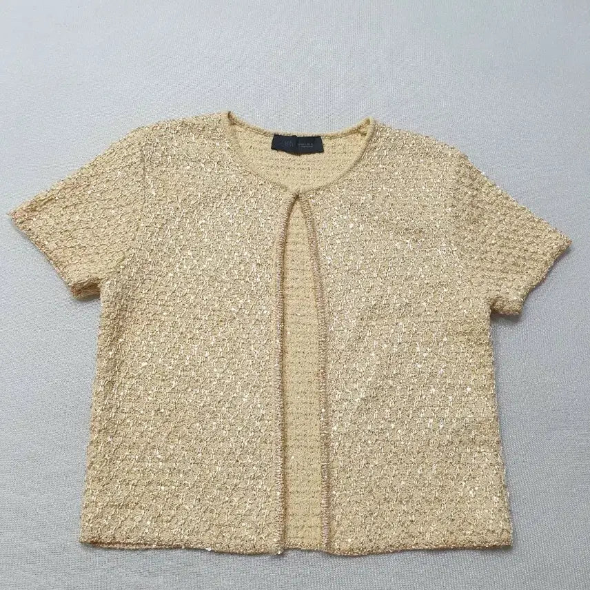 [BUNJANG] Zara Gold Glitter Cardigan Women's Size 44-55 / 자라 금색 반짝이 가디건 44~55 여성82~85