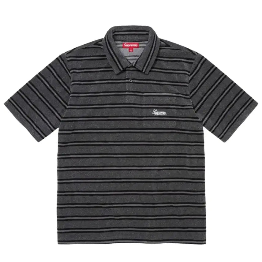 [BUNJANG] Supreme Stripe Terry Short Sleeve Polo Black 24SS / [M] 슈프림 스트라이프 테리 숏슬리브 폴로 블랙 - 24SS