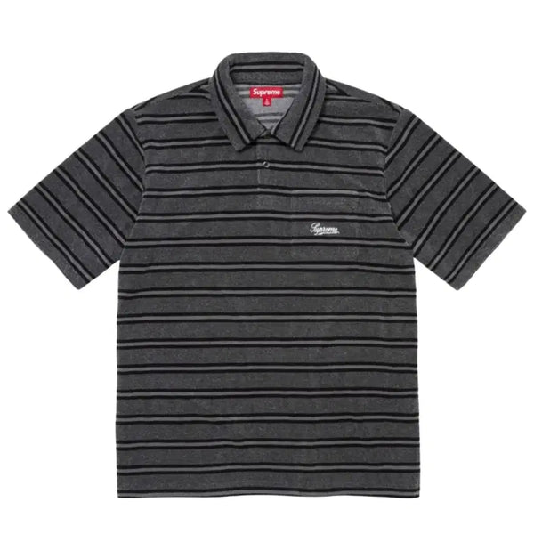 [BUNJANG] Supreme Stripe Terry Short Sleeve Polo Black 24SS / [M] 슈프림 스트라이프 테리 숏슬리브 폴로 블랙 - 24SS