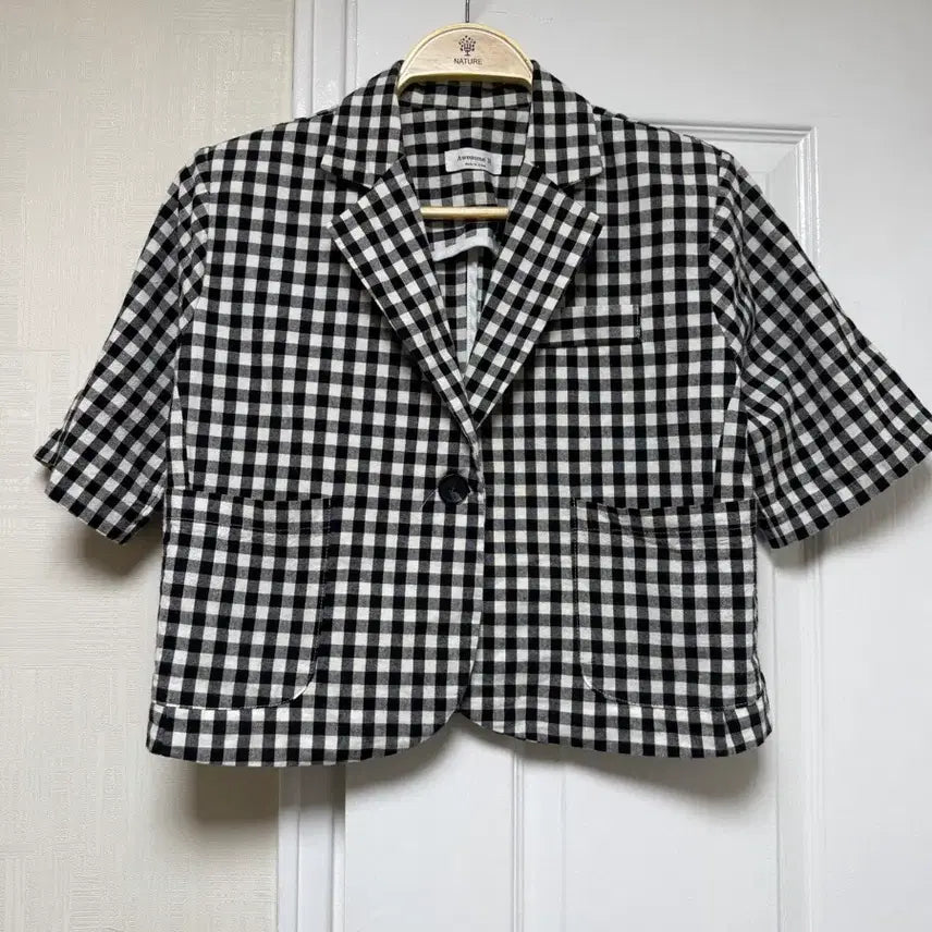[BUNJANG] Checkered Short Sleeve Jacket / 체크 반팔자켓