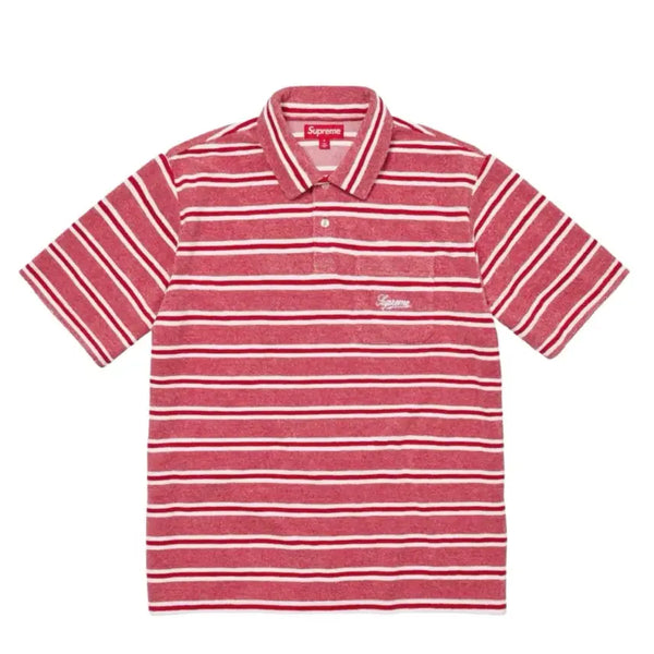 [BUNJANG] Supreme Stripe Terry Short Sleeve Polo Black / [M] 슈프림 스트라이프 테리 숏슬리브 폴로 블랙 - 24SS