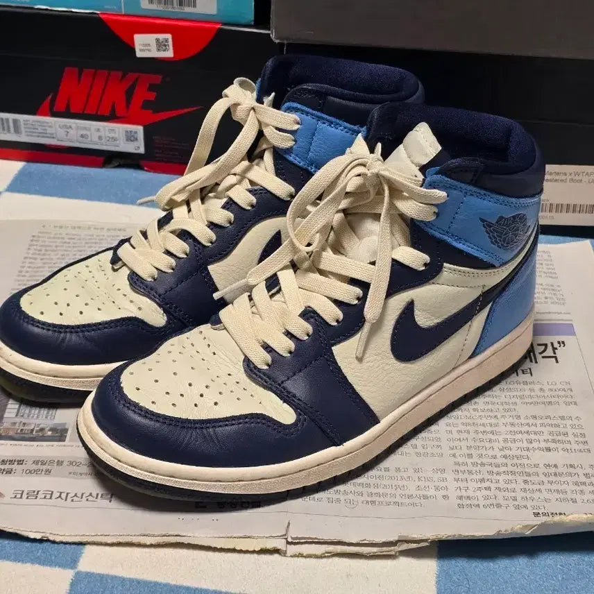 [BUNJANG] Jordan 1 High Obsidian UNC Men's Size 10 / [맨250] 조던 1 하이 옵시디언 UNC