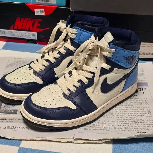 [BUNJANG] Jordan 1 High Obsidian UNC Men's Size 10 / [맨250] 조던 1 하이 옵시디언 UNC