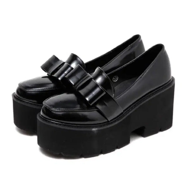 [BUNJANG] Bubbles Platform Ribbon Loafers (Size 37) / 버블즈 통굽 프론트 리본 로퍼 지뢰계양산형양지뢰스나계구두리즈리사로지타요스케