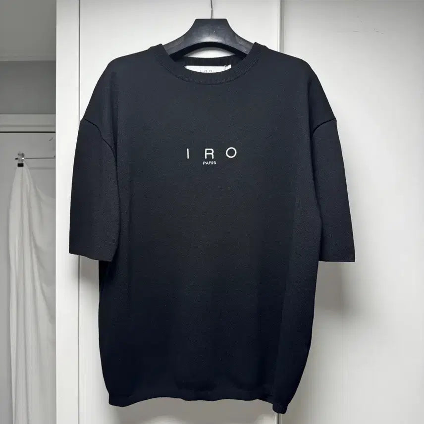 [BUNJANG] IRO Nebula Logo Short Sleeve Knit Black / [L] 이로 Nebula 로고 반팔 라운드 니트 블랙
