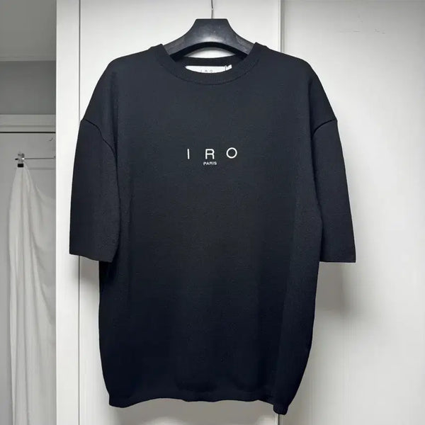 [BUNJANG] IRO Nebula Logo Short Sleeve Knit Black / [L] 이로 Nebula 로고 반팔 라운드 니트 블랙