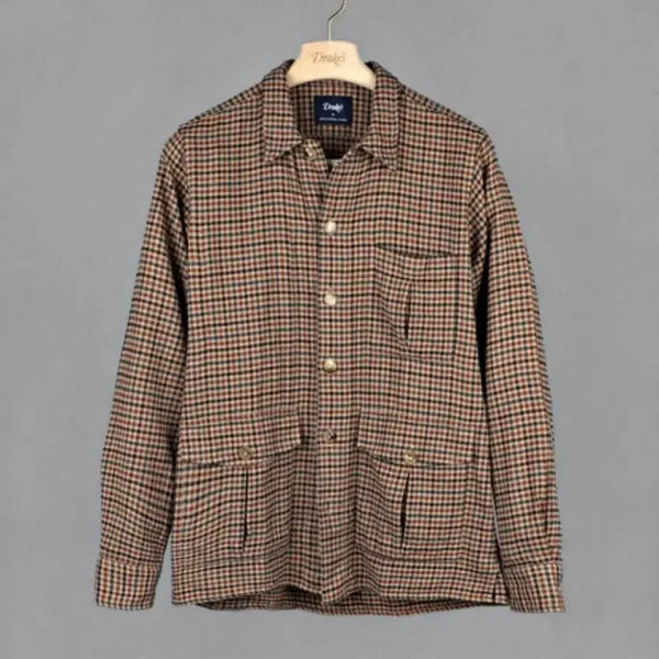 [BUNJANG] Drake's Gun Check Cotton Flannel Overshirt / 드레익스 건체크 오버셔츠