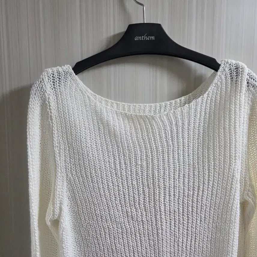 [BUNJANG] Boat Neck White Knit Midi Dress / 보트넥 화이트 니트 미디 원피스 경조사 데일리 y2k 빈티지