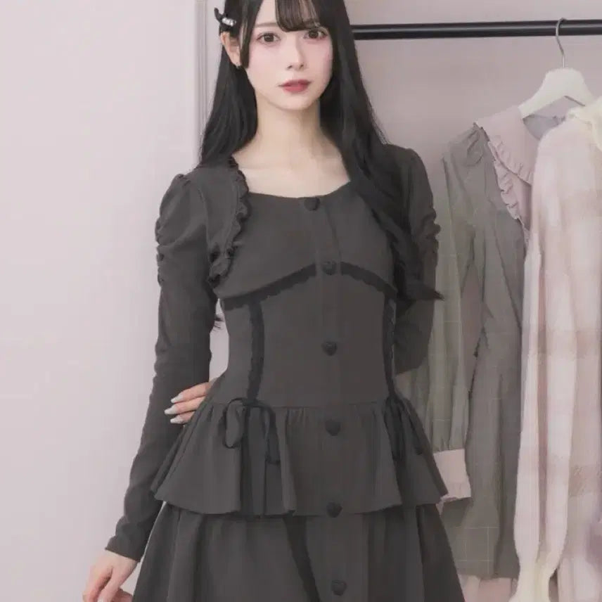 [BUNJANG] Pium Heart Button Dress / 교판) 피움 하트버튼 원피스 스나계 양산형 일브