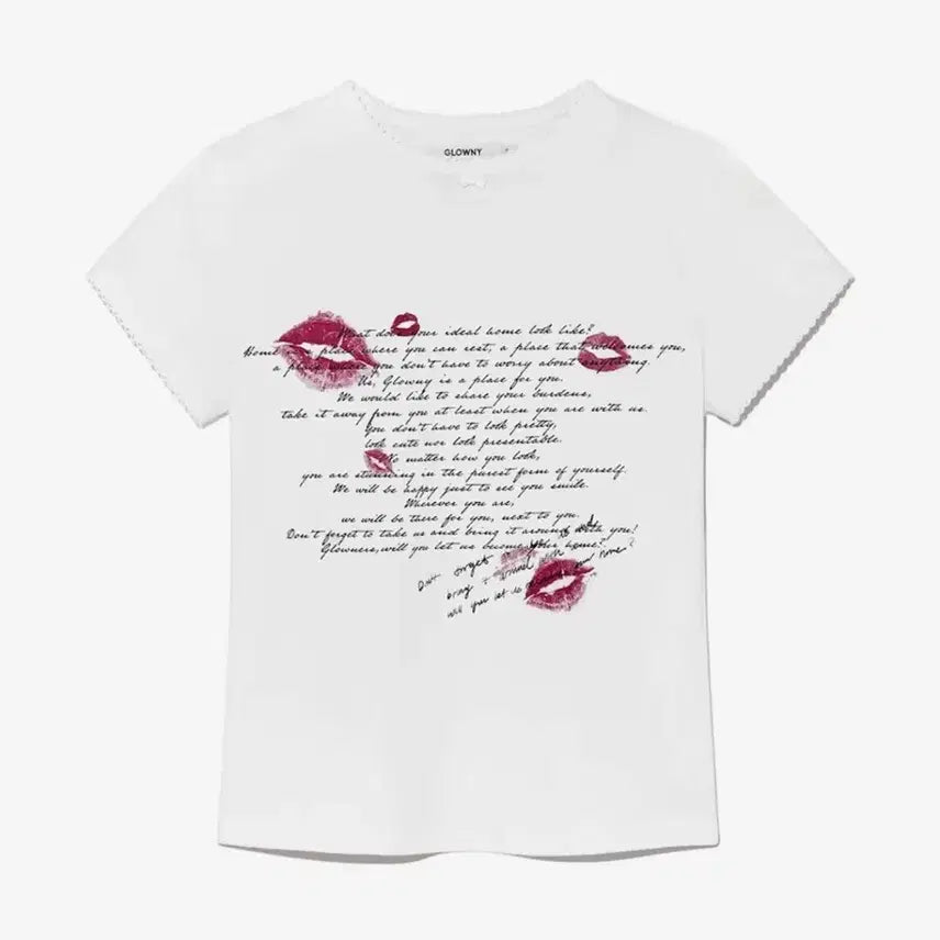 [BUNJANG] Glony Kissing U Crew Neck Tee (White) / 글로니 KISSING U CREW NECK TEE (WHITE) M