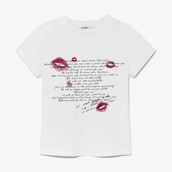 [BUNJANG] Glony Kissing U Crew Neck Tee (White) / 글로니 KISSING U CREW NECK TEE (WHITE) M