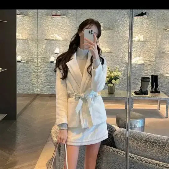 [BUNJANG] Labelle Blanc Eve Alpaca Jacket Skirt Set-up / 라벨르블랑 이브 알파카 자켓 스커트 셋업