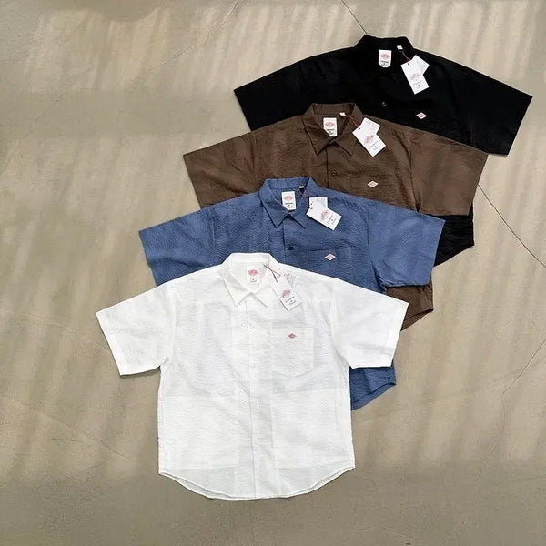 [BUNJANG] Danton Seersucker Short Sleeve Work Shirt / 단톤 시어서커 숏 슬리브 워크셔츠