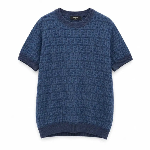 [BUNJANG] Fendi FF Full Pattern Knit Short Sleeve Shirt / [ S급 , 48 ] 펜디 FF 풀 패턴 니트 반팔