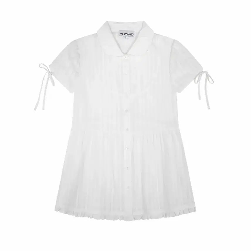[BUNJANG] Duomio Off-White Short Sleeve Frill Blouse / 새거) 뚜오미오  오화이트 반팔 프릴 블라으스