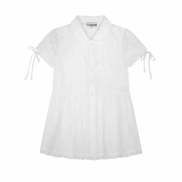 [BUNJANG] Duomio Off-White Short Sleeve Frill Blouse / 새거) 뚜오미오  오화이트 반팔 프릴 블라으스