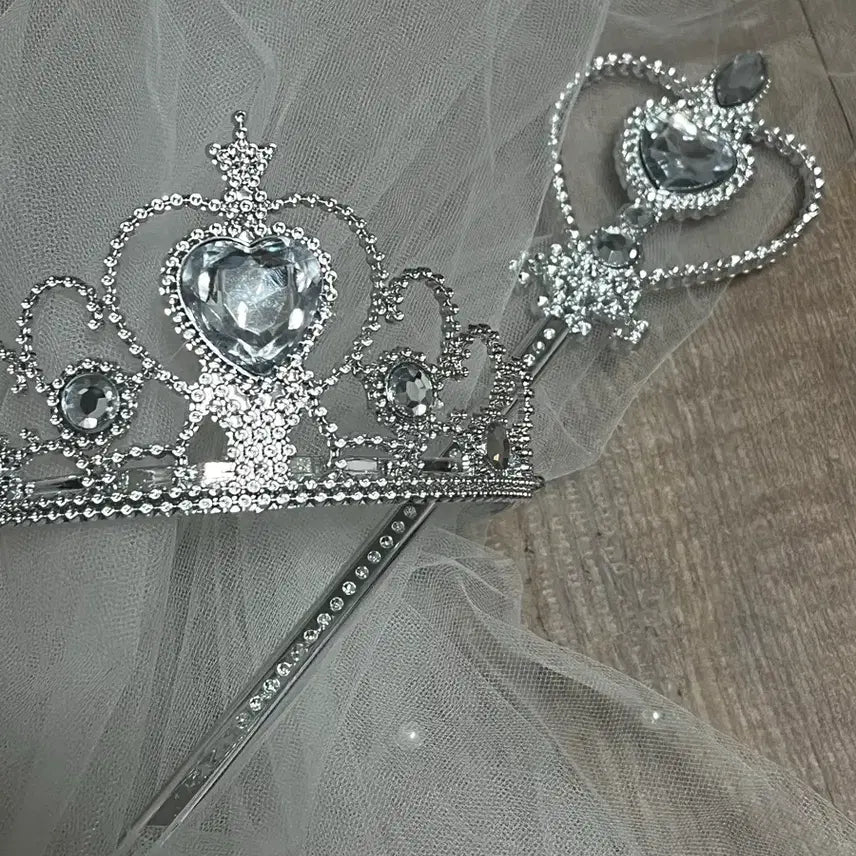 [BUNJANG] Bridal Shower Veil Tiara Set / 브라이덜 샤워 베일 티아라 세트