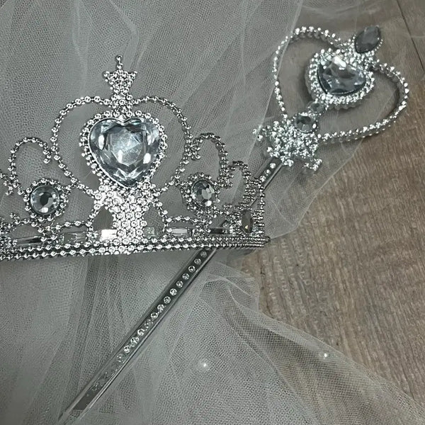 [BUNJANG] Bridal Shower Veil Tiara Set / 브라이덜 샤워 베일 티아라 세트
