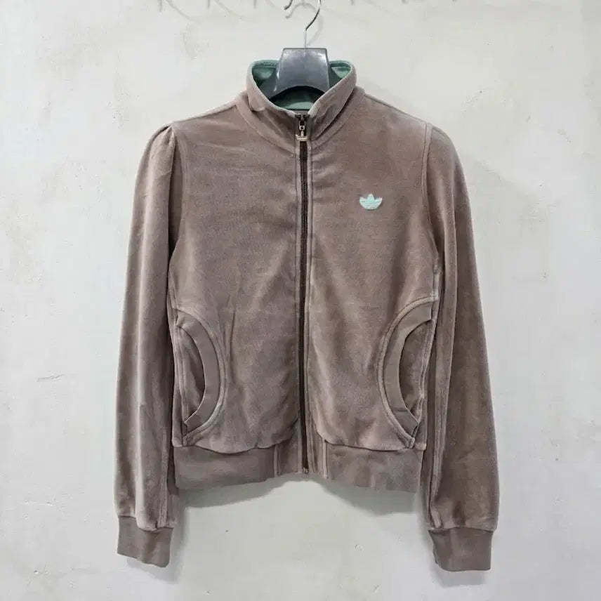 [BUNJANG] Adidas 00s Y2K Vintage Velour Track Top Beige/Mint / 아디다스 00s Y2K 빈티지 벨루어 트랙탑 베이지/민트 90