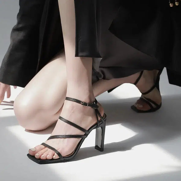 [BUNJANG] Moodnight Square Strap Sandal Heels / [새상품] 무드나잇 스퀘어 스트랩 샌들힐
