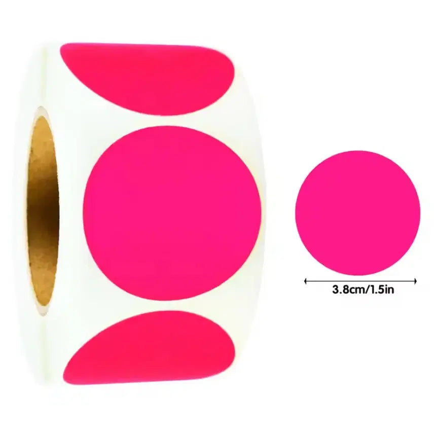 [BUNJANG] Hot Pink Round Fluorescent Stickers for Diary Decoration / 핫핑크 원형 형광 스티커 다꾸
