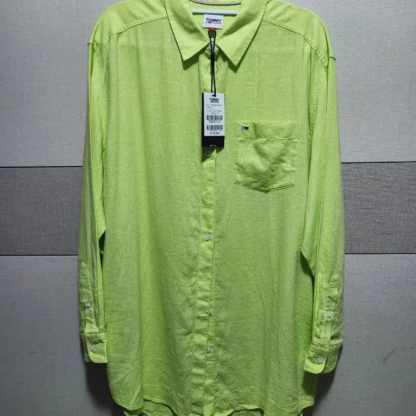 [BUNJANG] Tommy Jeans Lime Green Oversized Fit Shirt (M) / 타미힐피거오버핏 셔츠 새상품(M)