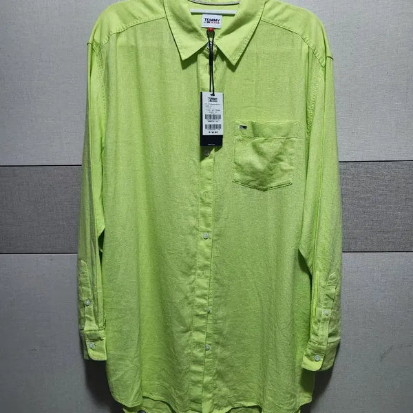 [BUNJANG] Tommy Jeans Lime Green Oversized Fit Shirt (M) / 타미힐피거오버핏 셔츠 새상품(M)