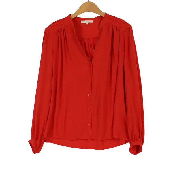 [BUNJANG] Maje Red Viscose Shirring Blouse Size 2 / Maje 마쥬 레드 블라우스 2 비스코스 셔링 블라우스