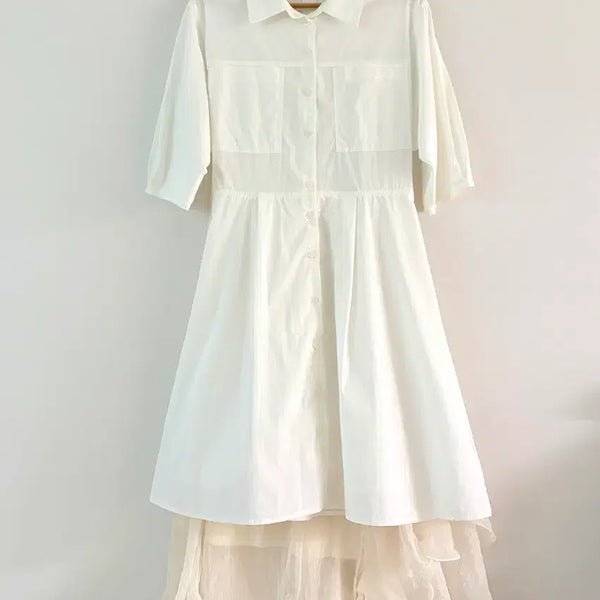 [BUNJANG] Plastic Island White Shirt Dress / 플라스틱아일랜드 화이트 셔츠 원피스