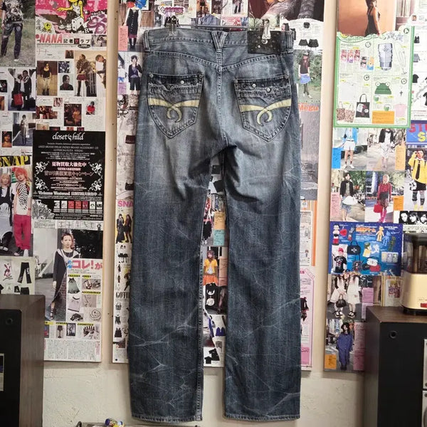 [BUNJANG] Japanese Vintage Rivet Pocket Semi Bootcut Denim Pants / JPN 리벳 포켓 세미 부츠컷 데님팬츠