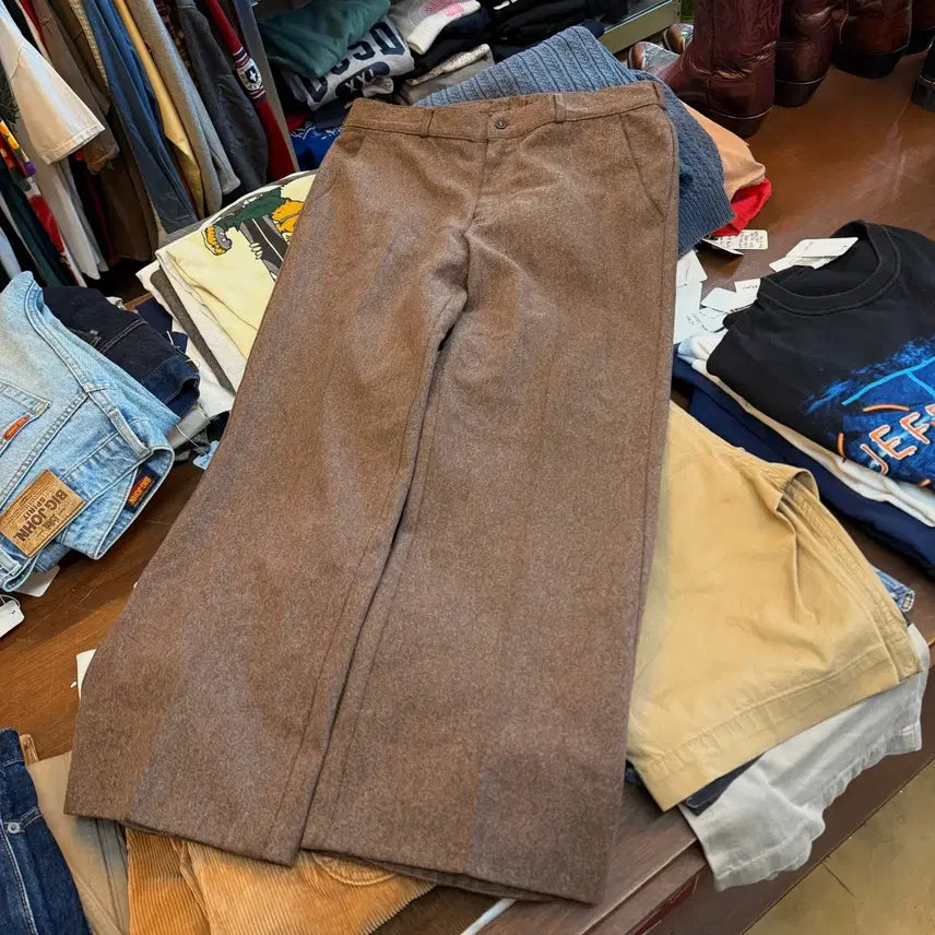 [BUNJANG] 70s-80s Camel Cotton Blend Trousers (34) / 70 ~ 80S 카멜 서독제 빈티지 코튼 혼방 트라우저 34
