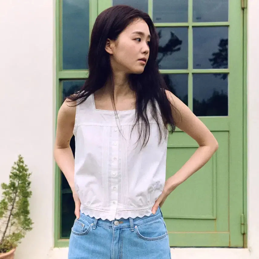 [BUNJANG] Mango Many Please HYLLI Vintage Sleeveless Ivory S / 망고매니플리즈 HYLLI VINTAGE SLEEVELESS 아이보리 S (새상품)