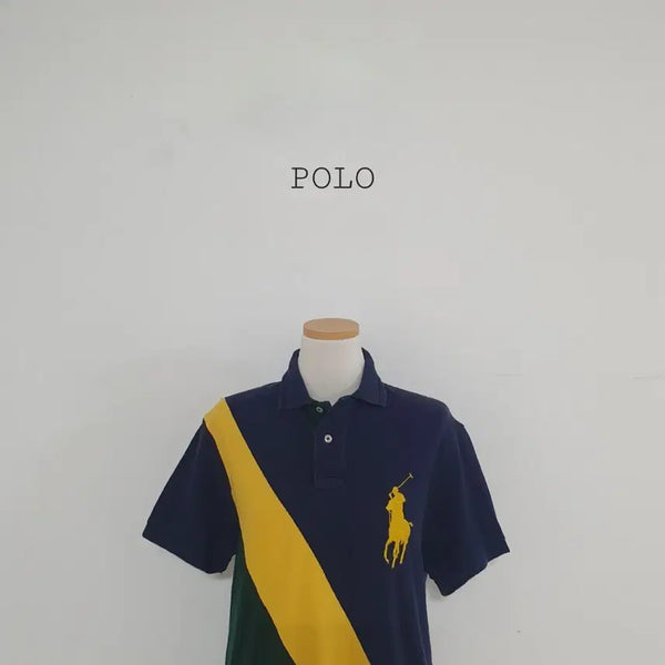 [BUNJANG] Polo Ralph Lauren Big Pony Short Sleeve Polo Shirt Navy/Yellow / No.26072508 폴로 랄프로렌 빅포니 반팔 카라티 네이비/옐로우