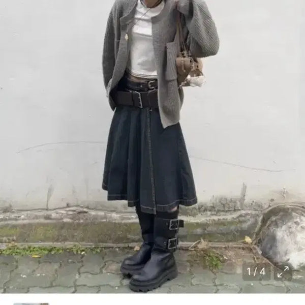 [BUNJANG] Milowoman Square Buckle Pouch Belt Brown / 밀로우먼 스퀘어 버클 파우치 벨트 브라운