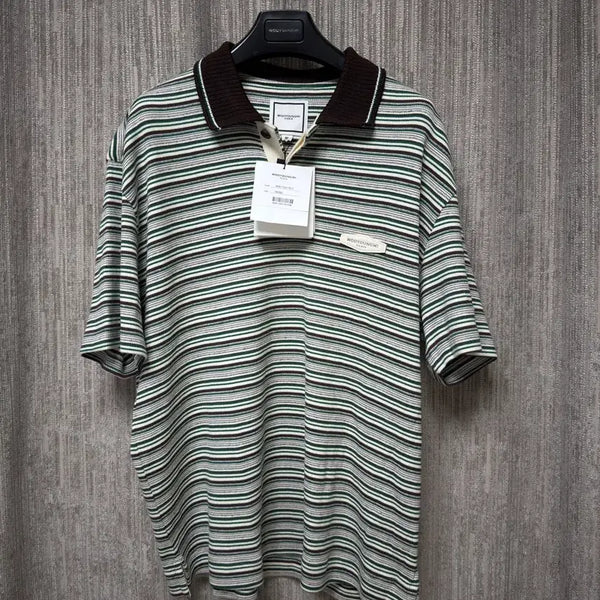 [BUNJANG] Wooyoungmi Striped Collar T-shirt (Size 46) / (26ss새상품)우영미 스트라이프 카라티 (46)