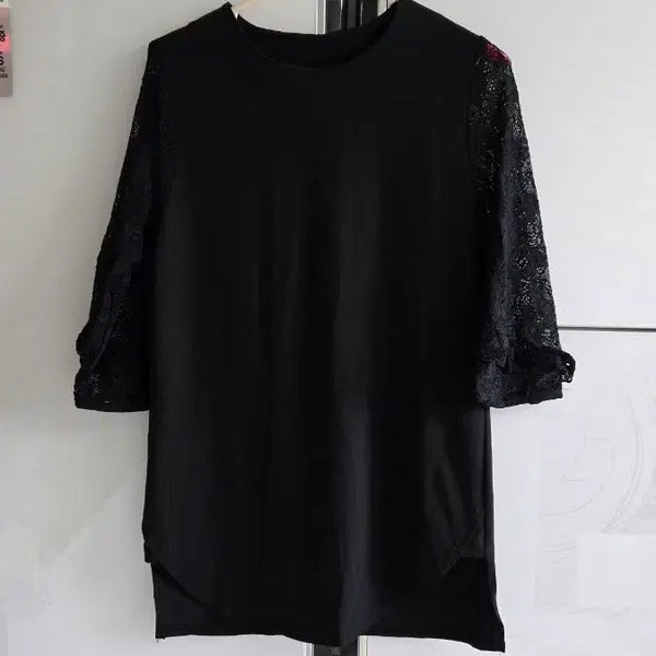 [BUNJANG] Korean Label Lace Sleeve Blouse T-Shirt S / 국산 티셔츠 블라우스 (레이스 소매) 55 S (정가5만)