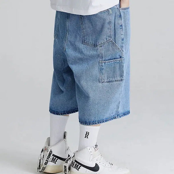 [BUNJANG] BS Rabbit Carpenter Loose Fit Denim Shorts Blue / [L] 비에스래빗 카펜터 루즈핏 데님 숏팬츠 블루