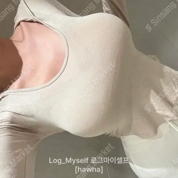 [BUNJANG] Long Sleeve Spandex T-Shirt with Hood / 후드 굴림 스판 티셔츠